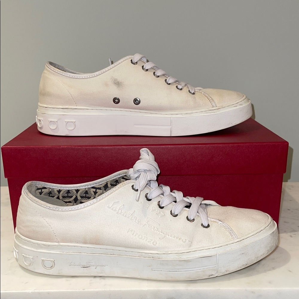 Salvatore Ferragamo Men’s White Sneakers